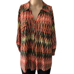 Cathy Button Up Copper Sequin Size XL Shirt